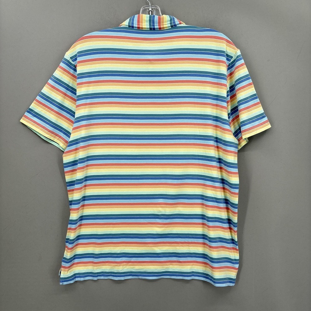 Peter Millar Polo Shirt Mens Large Multicolor Striped Pocket Cotton Stretch Golf - Picture 10 of 11
